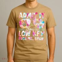 Admit It Youll Low Key Miss Me Bruh Tie Dye Beach Teacher T-Shirt thumb 3