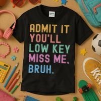 Admit It You'll Low Key Miss Me Bruh Funny Bruh Teacher Kids T-Shirt thumb 3
