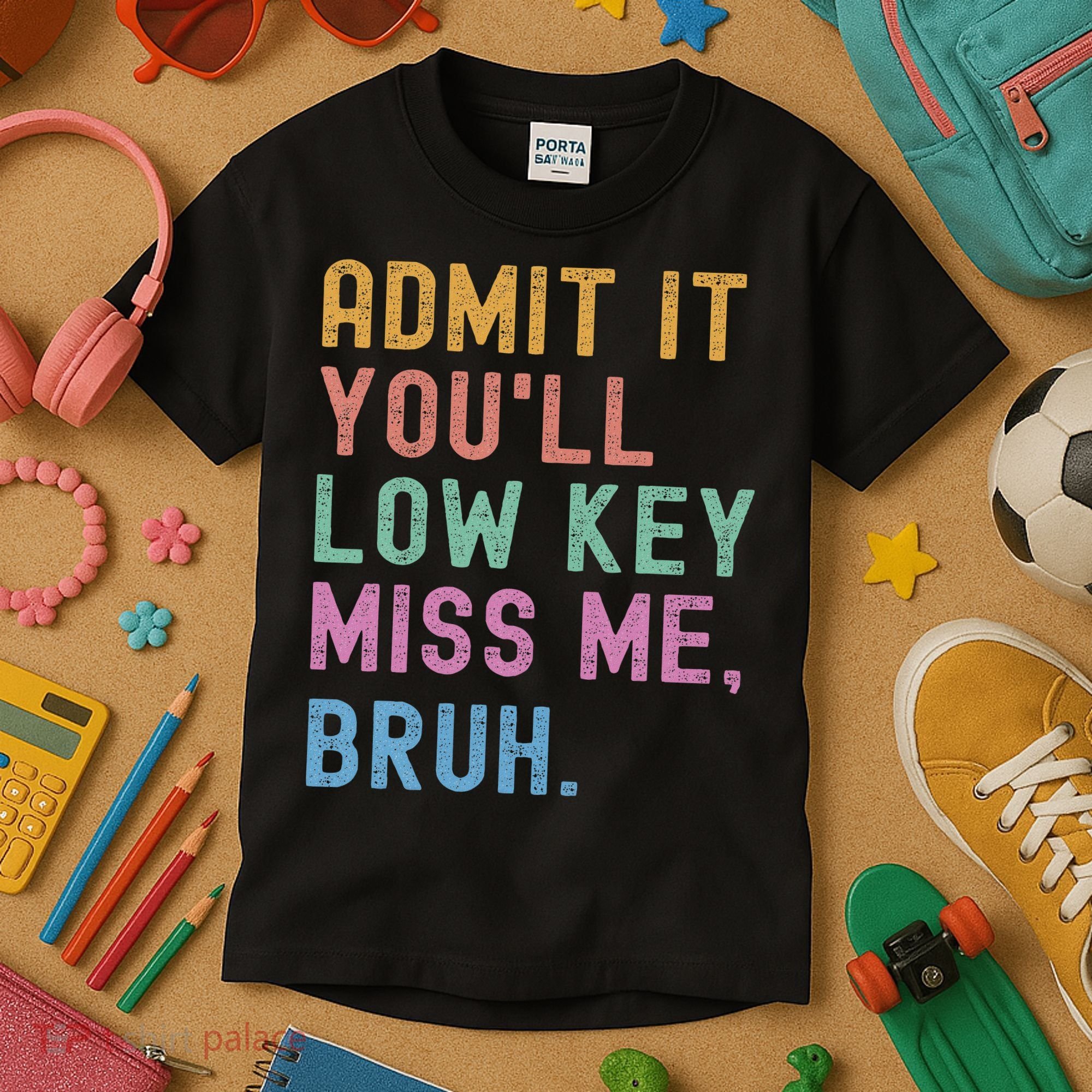 Admit It You'll Low Key Miss Me Bruh Funny Bruh Teacher Kids T-Shirt