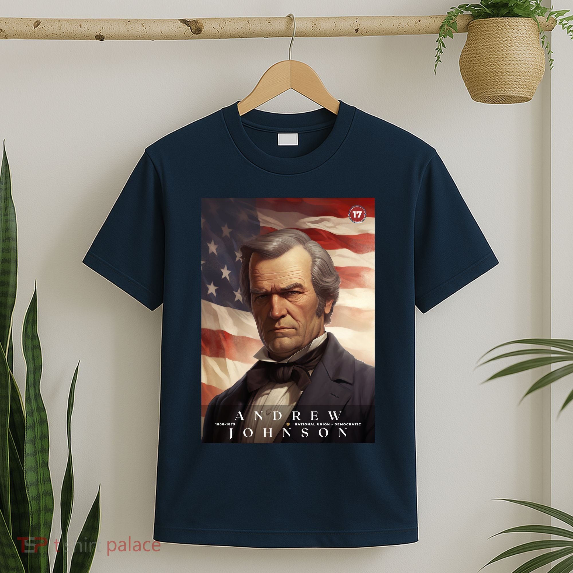 Andrew Johnson 17th President Of The United States Portrait T-Shirt
