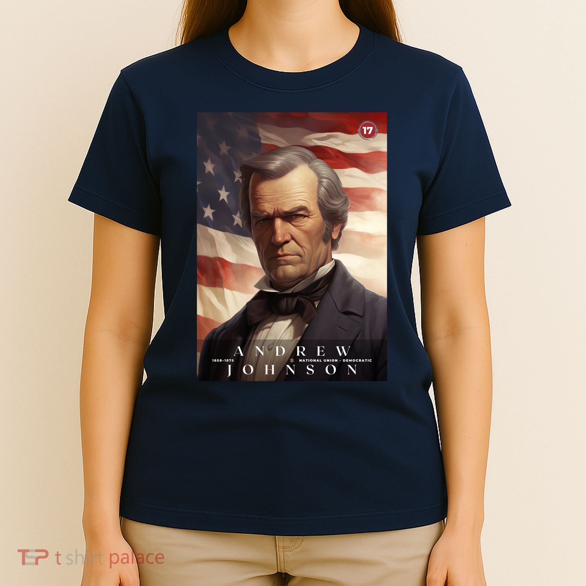 Andrew Johnson 17th President Of The United States Portrait T-Shirt