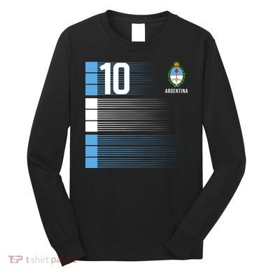 Argentina Jersey 10 Soccer World Long Sleeve Shirt