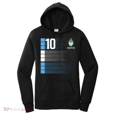 Argentina Jersey 10 Soccer World Women's Hoodie