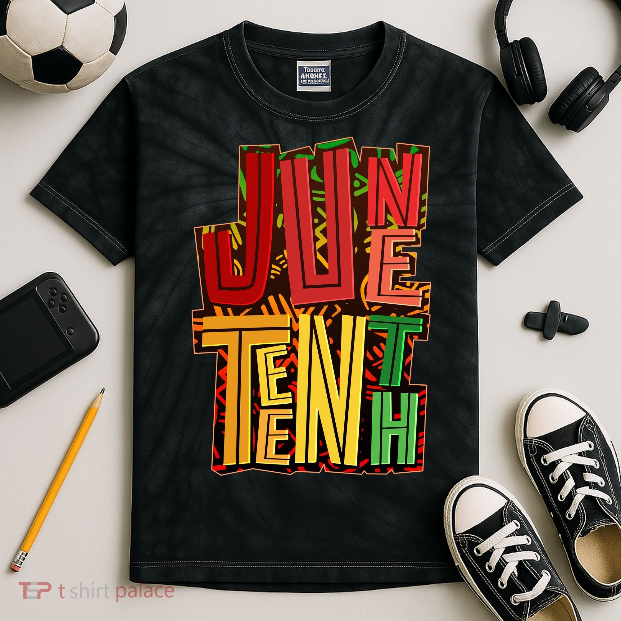 Abstract Juneteenth African Pattern Kids Tie-Dye T-Shirt