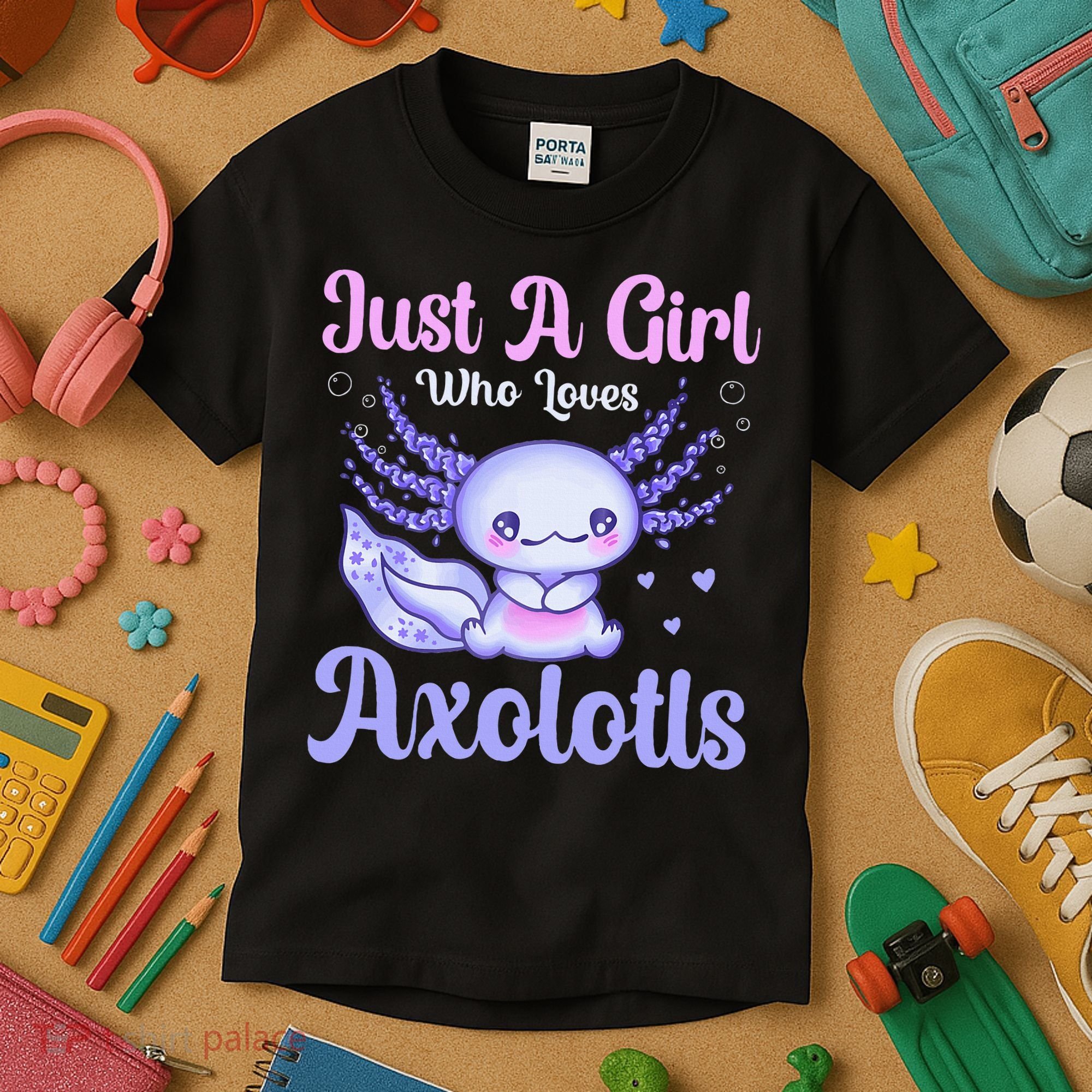 Axolotl Just a Girl Who Loves Axolotls Kids T-Shirt
