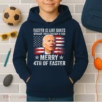 Anti Joe Biden Merry 4th Of Easter 4th Of July Kids Hoodie thumb 2
