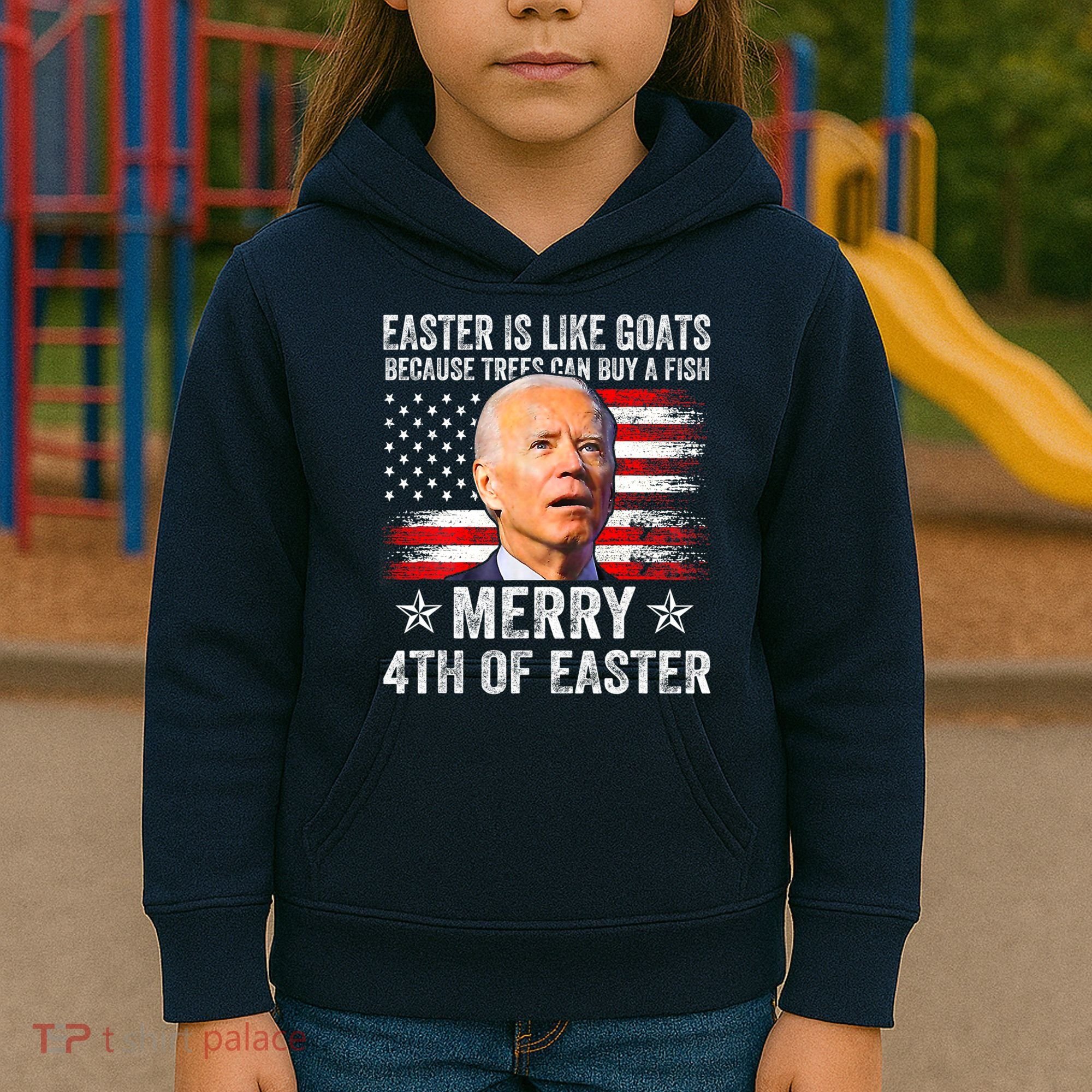 Anti Joe Biden Merry 4th Of Easter 4th Of July Kids Hoodie
