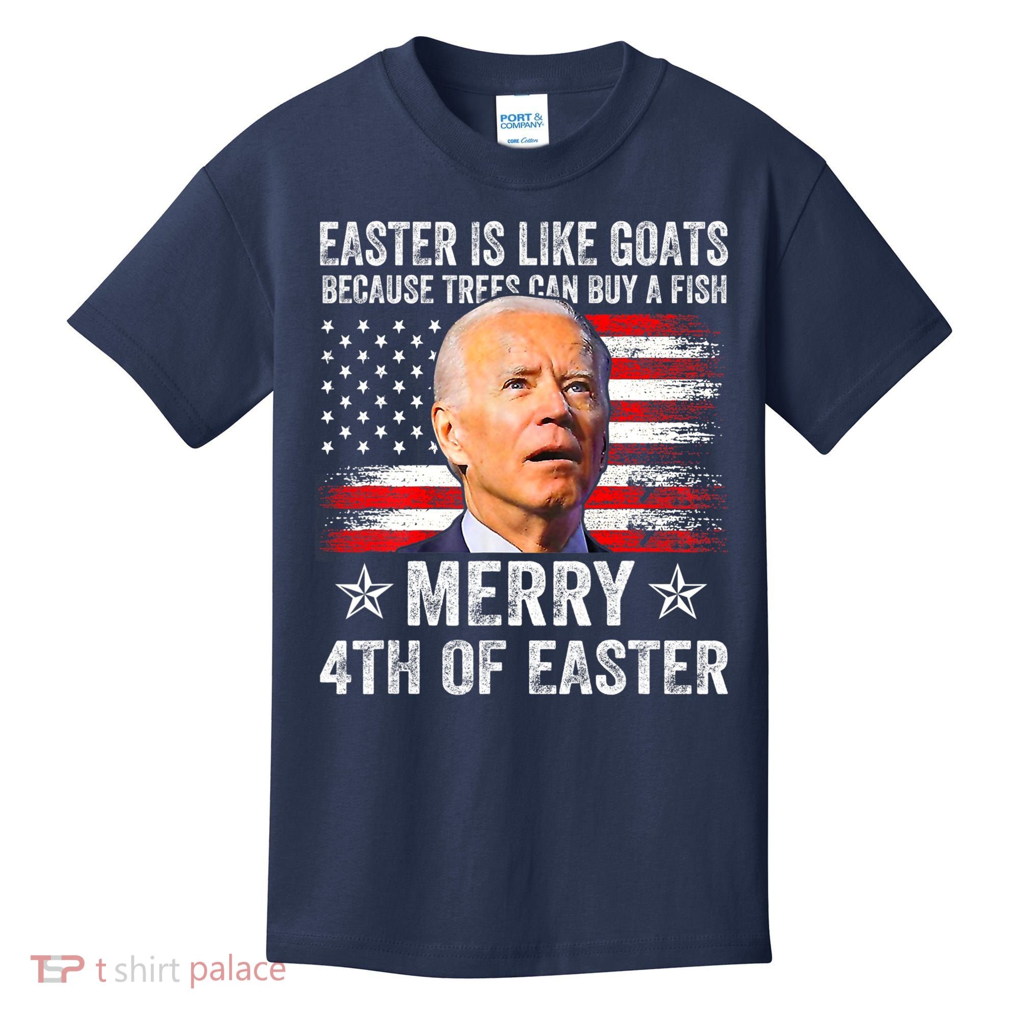 Anti Joe Biden Merry 4th Of Easter 4th Of July Kids T-Shirt