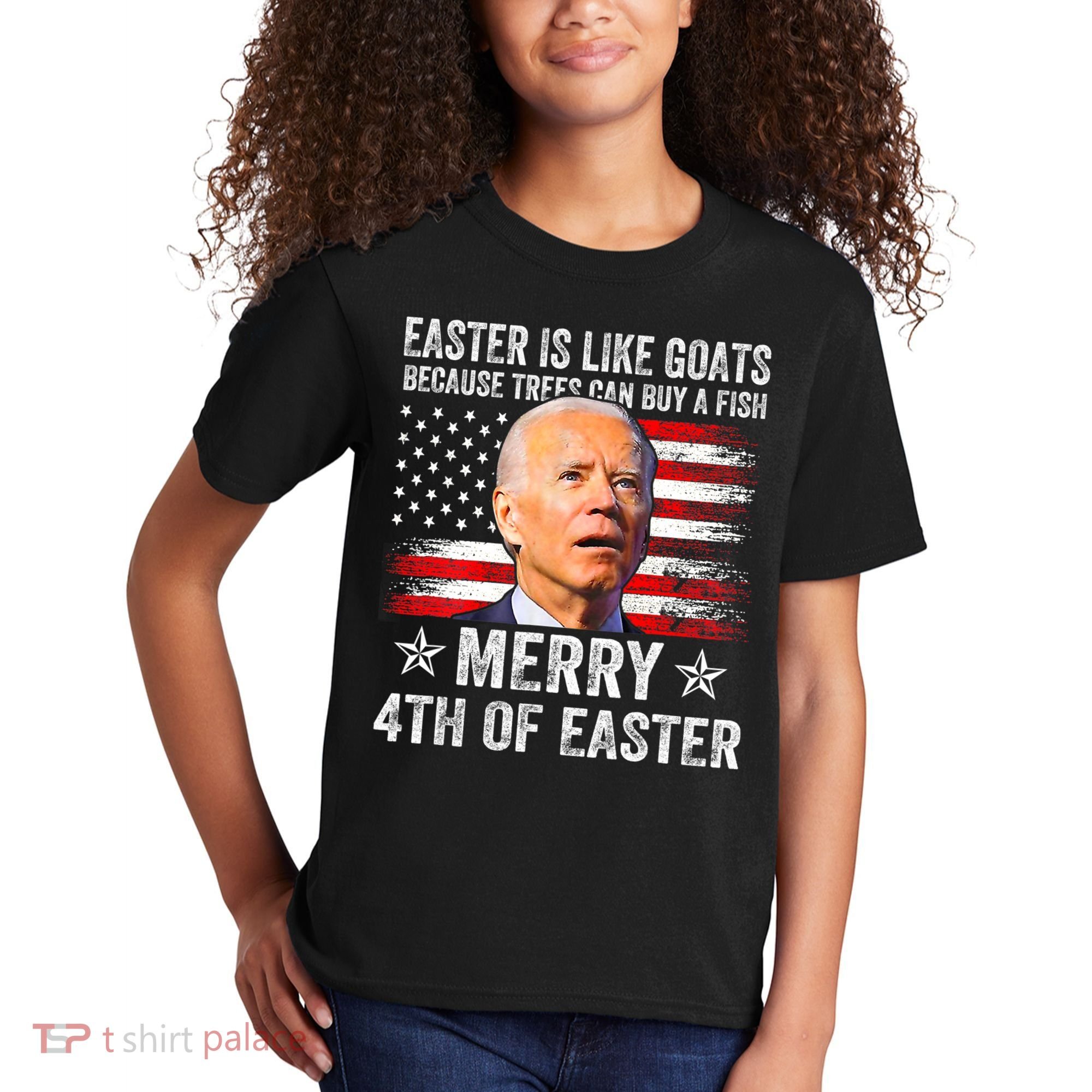 Anti Joe Biden Merry 4th Of Easter 4th Of July Kids T-Shirt