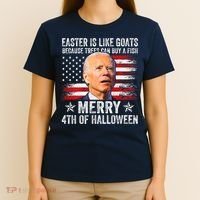 Anti Joe Biden Merry 4th Of Halloween 4th Of July T-Shirt thumb 4