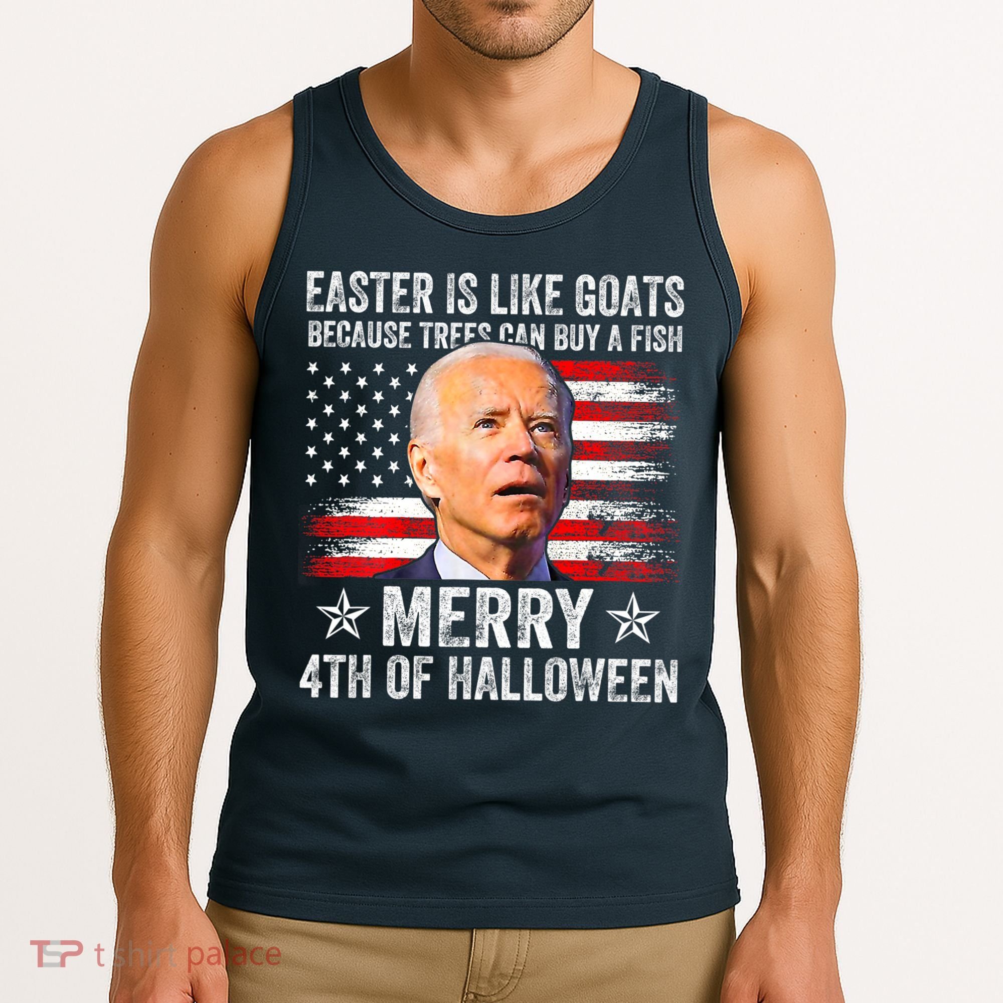 Anti Joe Biden Merry 4th Of Halloween 4th Of July Tank Top