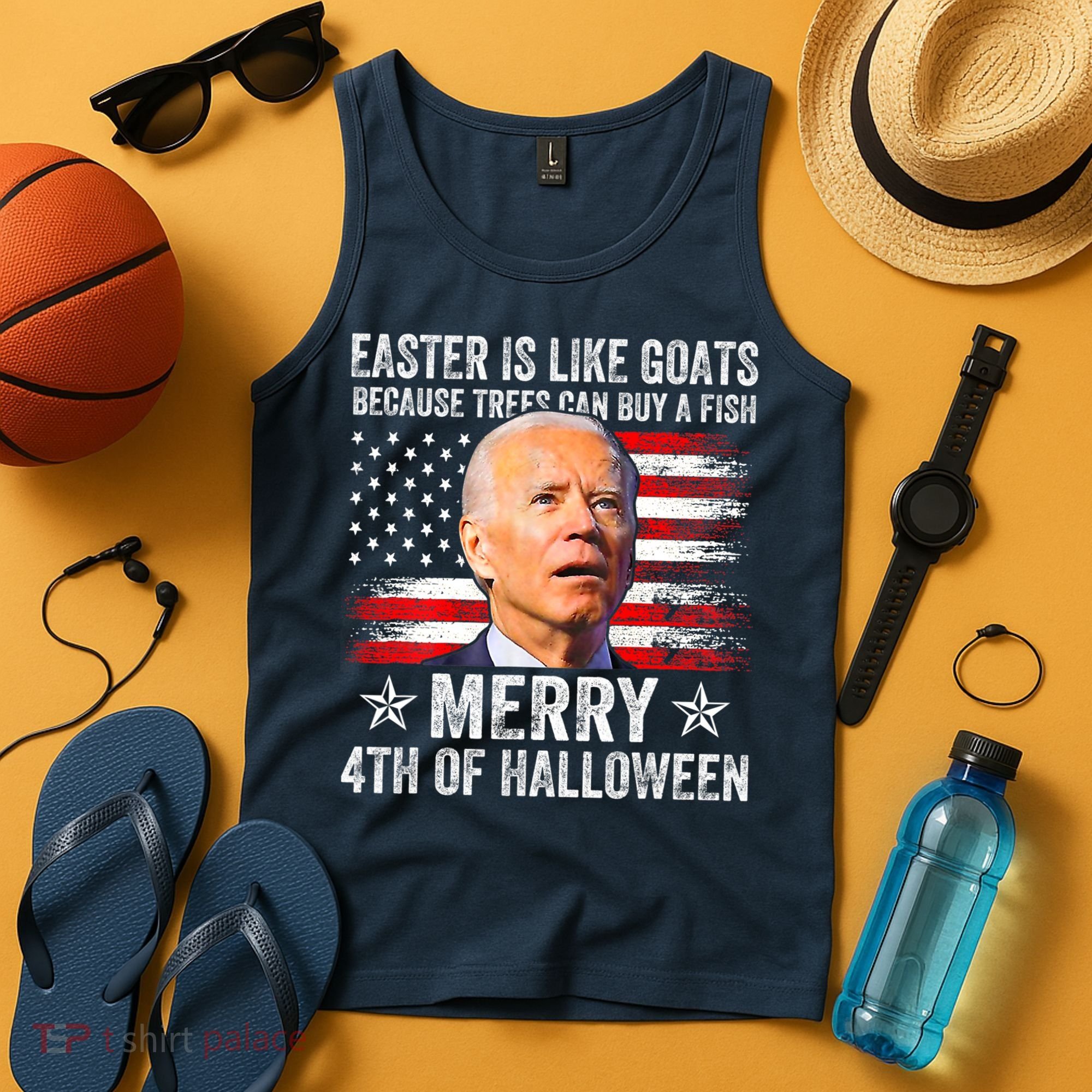 Anti Joe Biden Merry 4th Of Halloween 4th Of July Tank Top