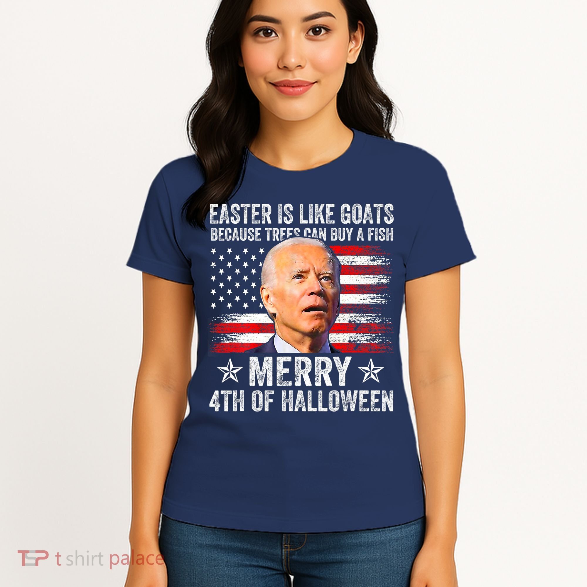 Anti Joe Biden Merry 4th Of Halloween 4th Of July Women's T-Shirt