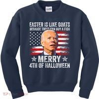 Anti Joe Biden Merry 4th Of Halloween 4th Of July Kids Sweatshirt thumb 0