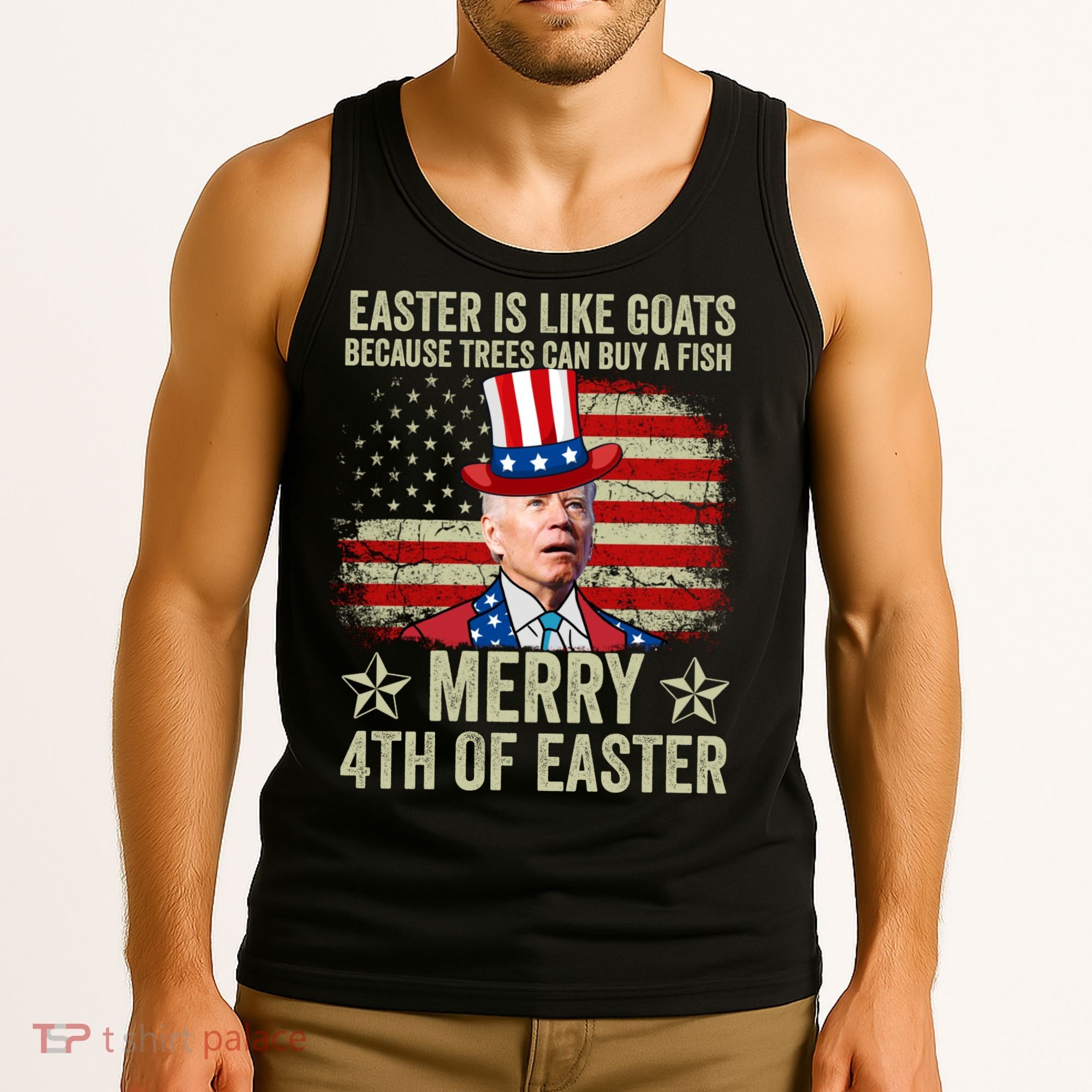 Anti Joe Biden Merry 4th Of Easter 4th Of July Tank Top