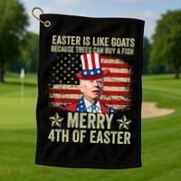 Anti Joe Biden Merry 4th Of Easter 4th Of July Golf Towel thumb 1