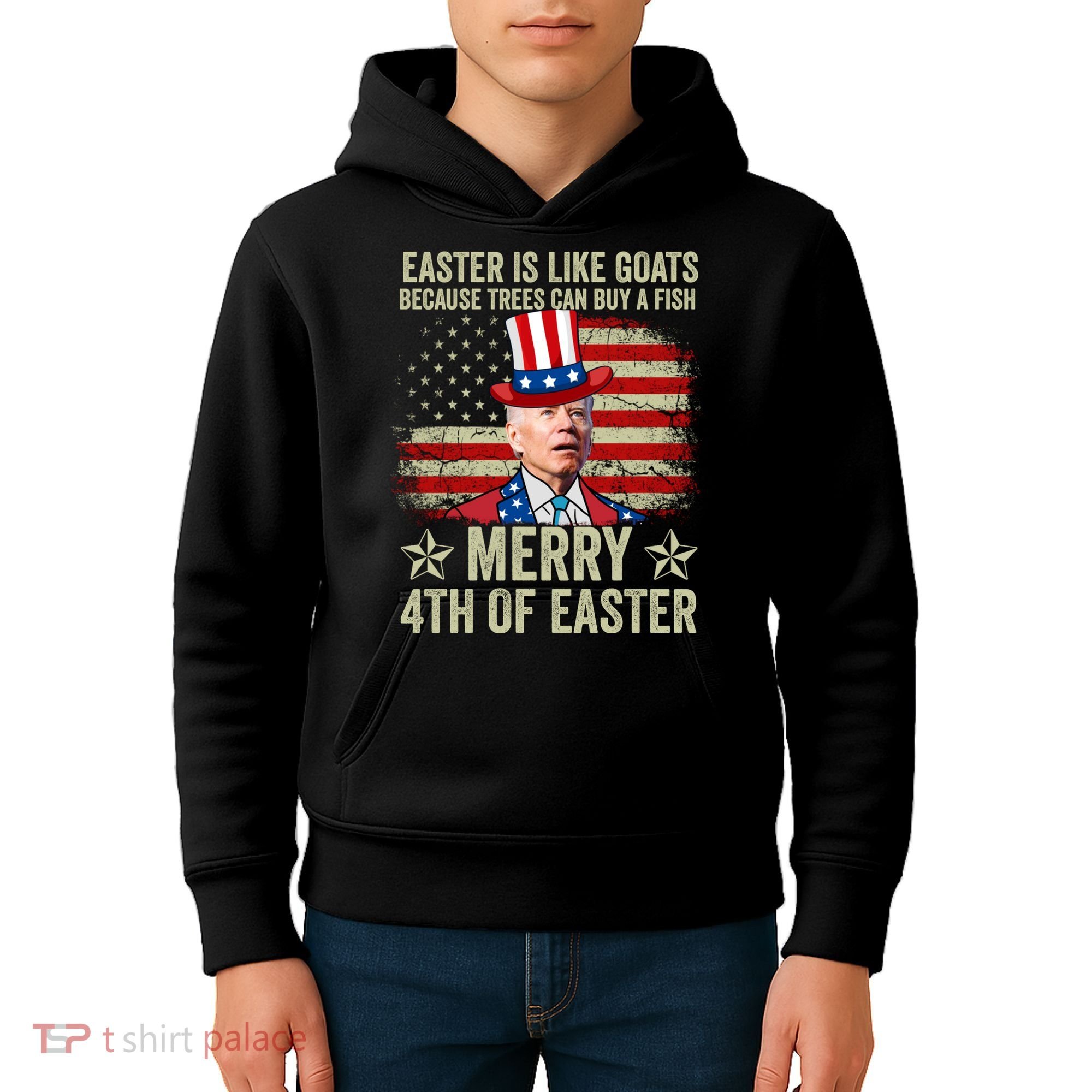 Anti Joe Biden Merry 4th Of Easter 4th Of July Kids Hoodie