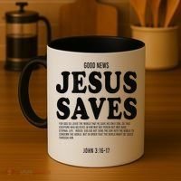Aesthetic Jesus Christian Bible Verse  Jesus Saves Back Coffee Mug thumb 4