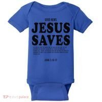 Aesthetic Jesus Christian Bible Verse  Jesus Saves Back Baby Bodysuit thumb 0