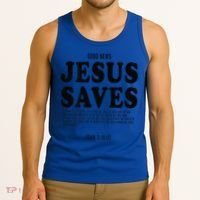 Aesthetic Jesus Christian Bible Verse  Jesus Saves Back Tank Top thumb 3