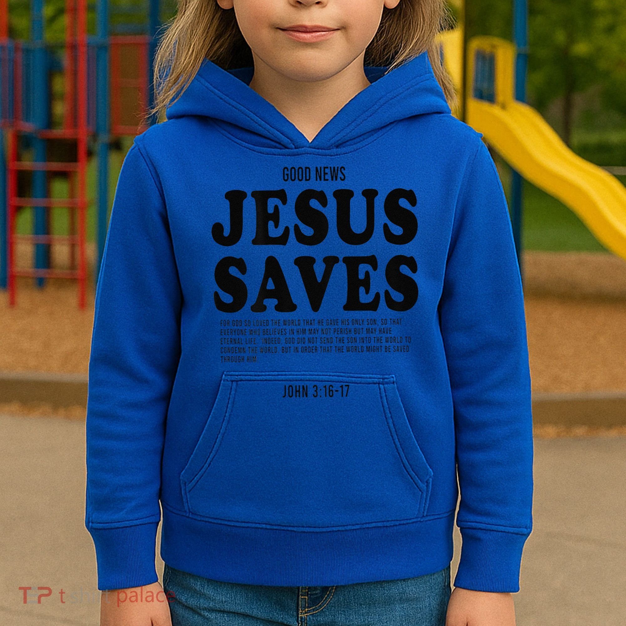 Aesthetic Jesus Christian Bible Verse  Jesus Saves Back Kids Hoodie