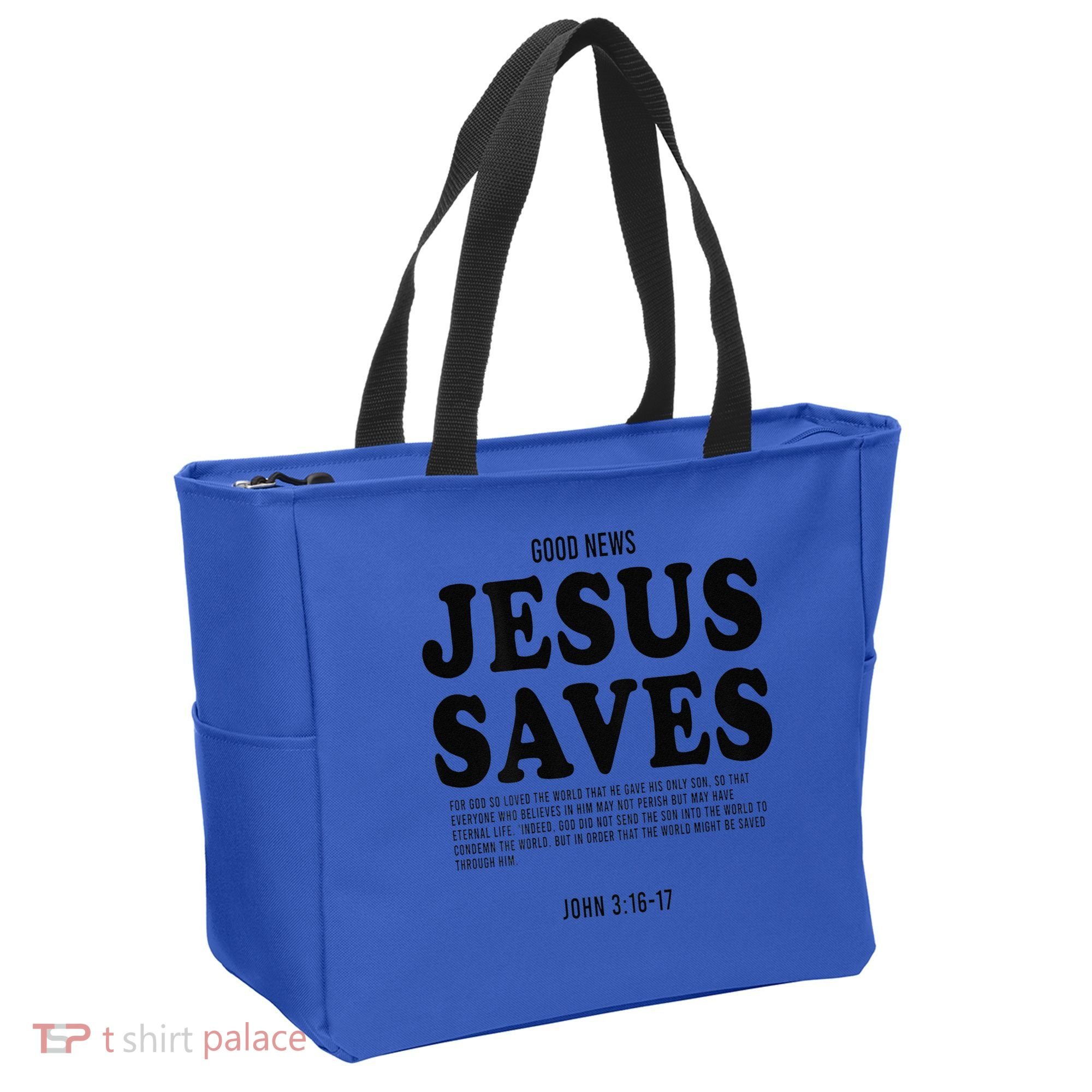 Aesthetic Jesus Christian Bible Verse  Jesus Saves Back Tote Bag