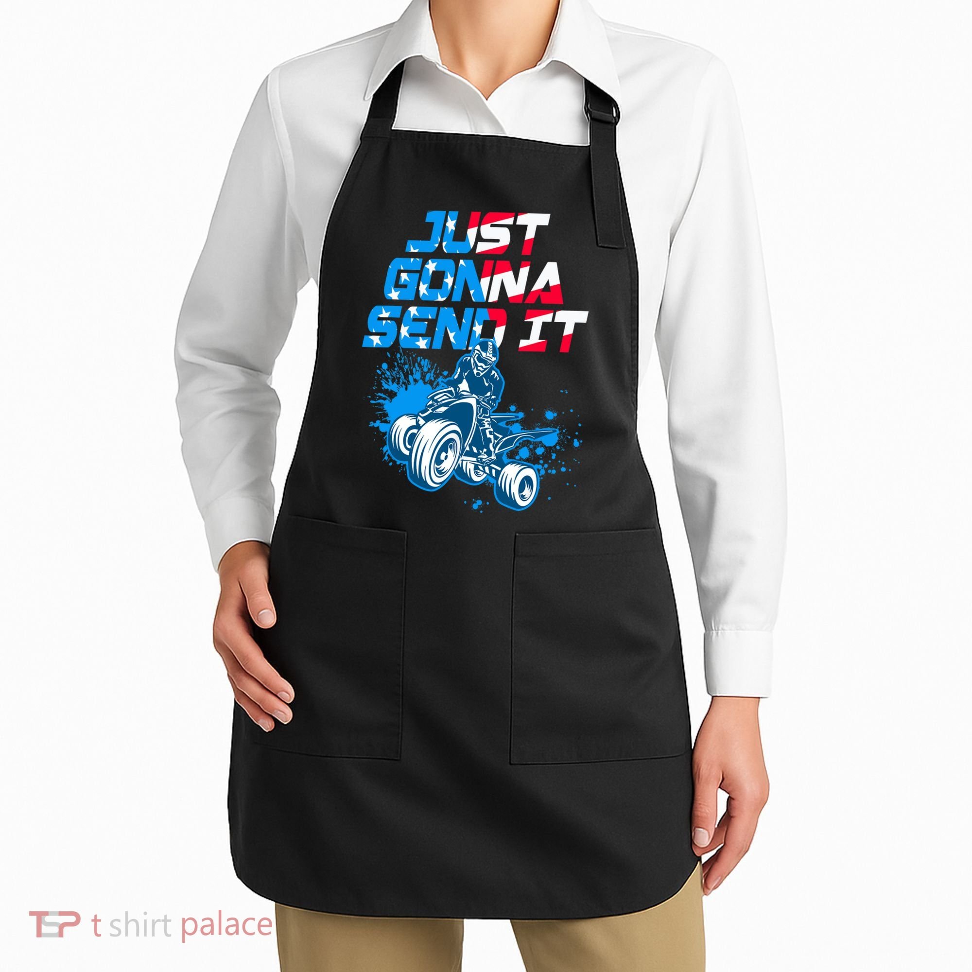 ATV Just Gonna Send It Funny Quad Bike USA Flag Apron