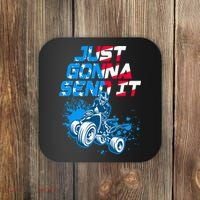 ATV Just Gonna Send It Funny Quad Bike USA Flag Coaster thumb 0