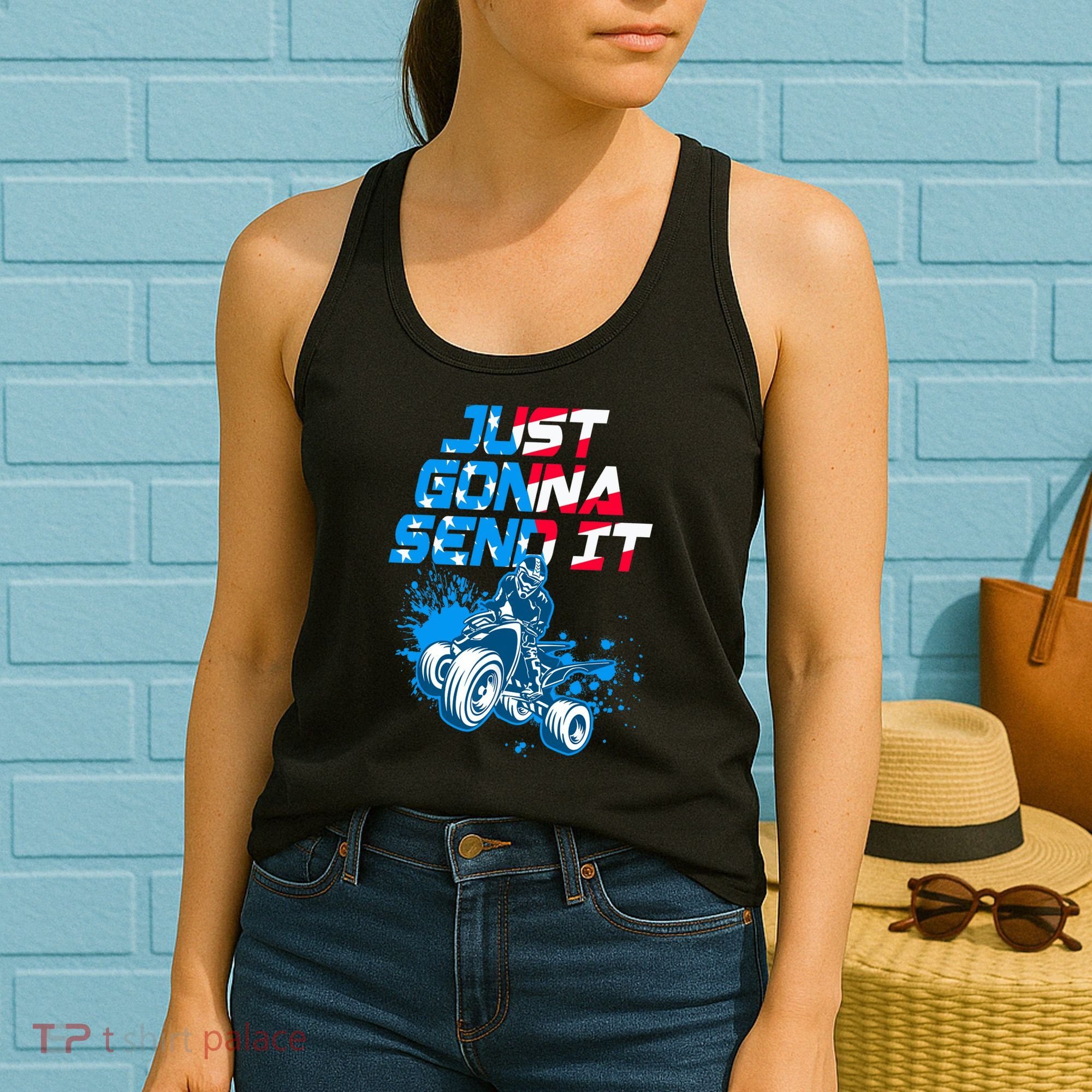 ATV Just Gonna Send It Funny Quad Bike USA Flag Women's Tank Top