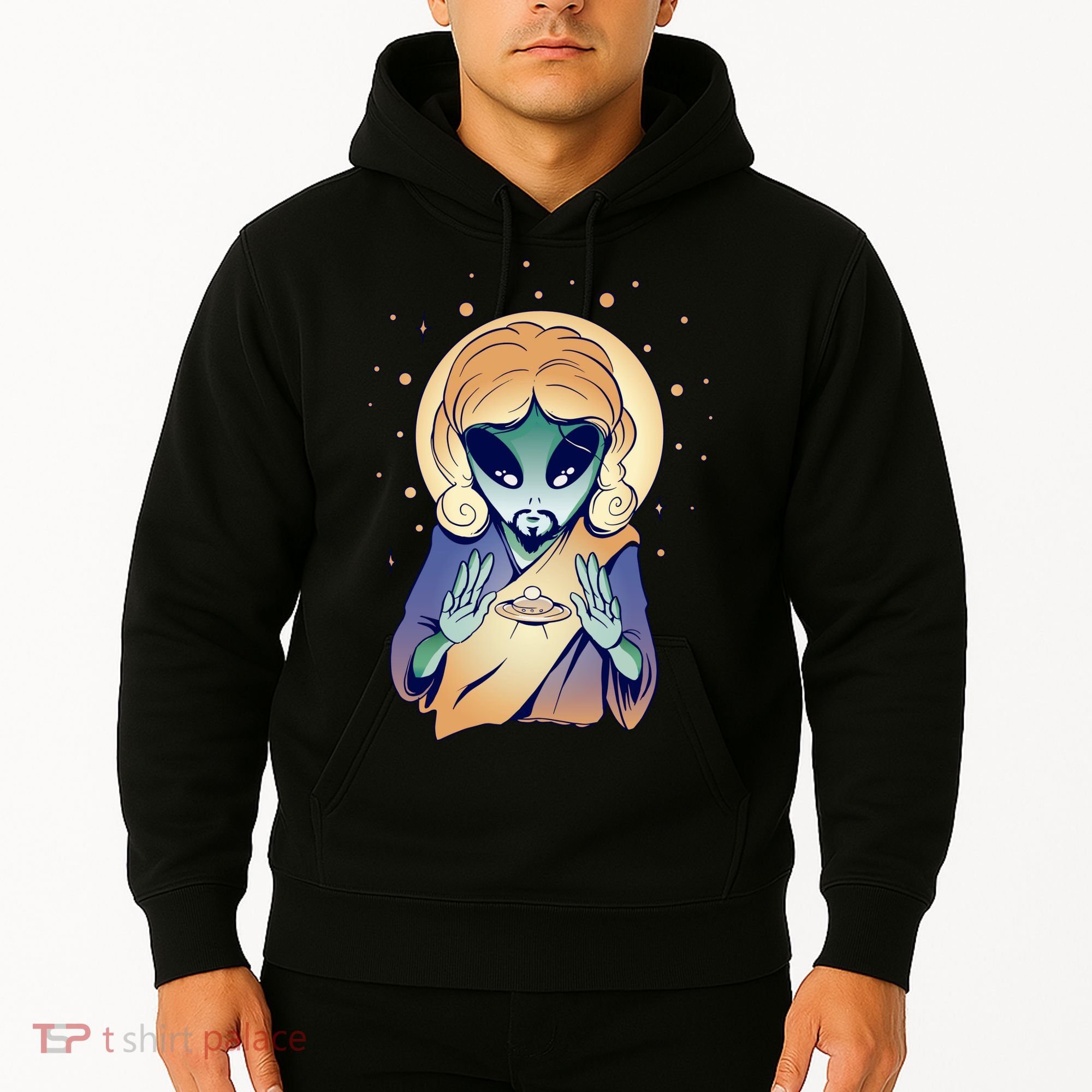 Alien Jesus Space Funny Hoodie