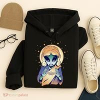 Alien Jesus Space Funny Hoodie thumb 4