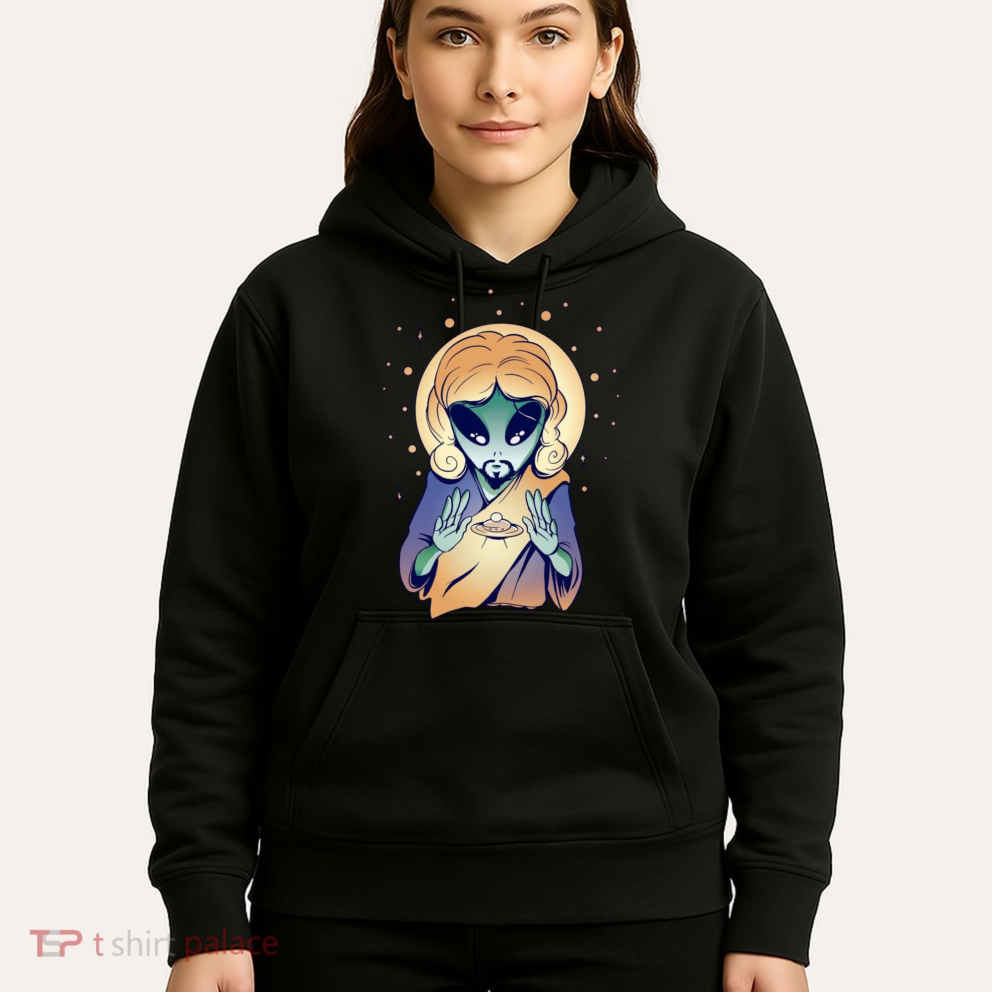 Alien Jesus Space Funny Hoodie