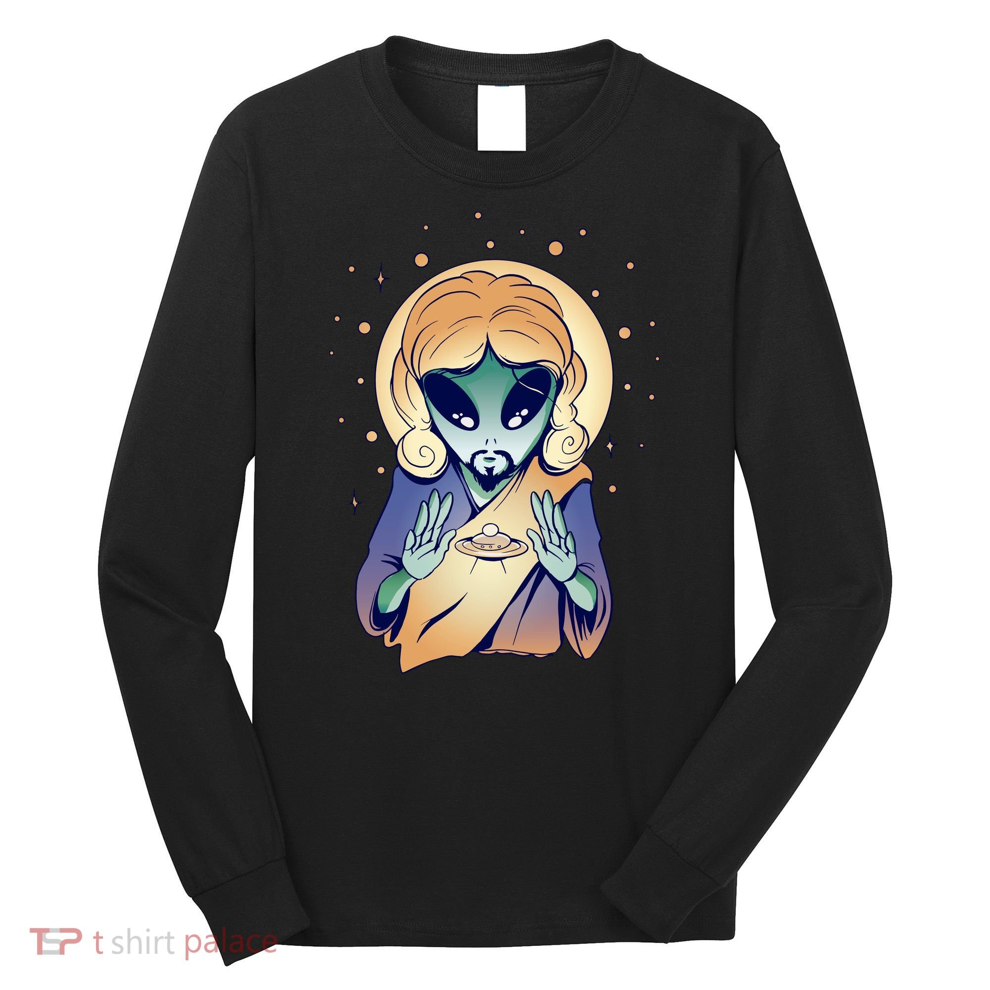 Alien Jesus Space Funny Long Sleeve Shirt
