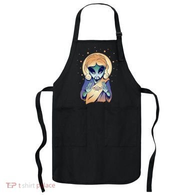 Alien Jesus Space Funny Apron