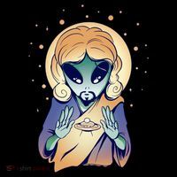 Alien Jesus Space Funny Apron thumb 3