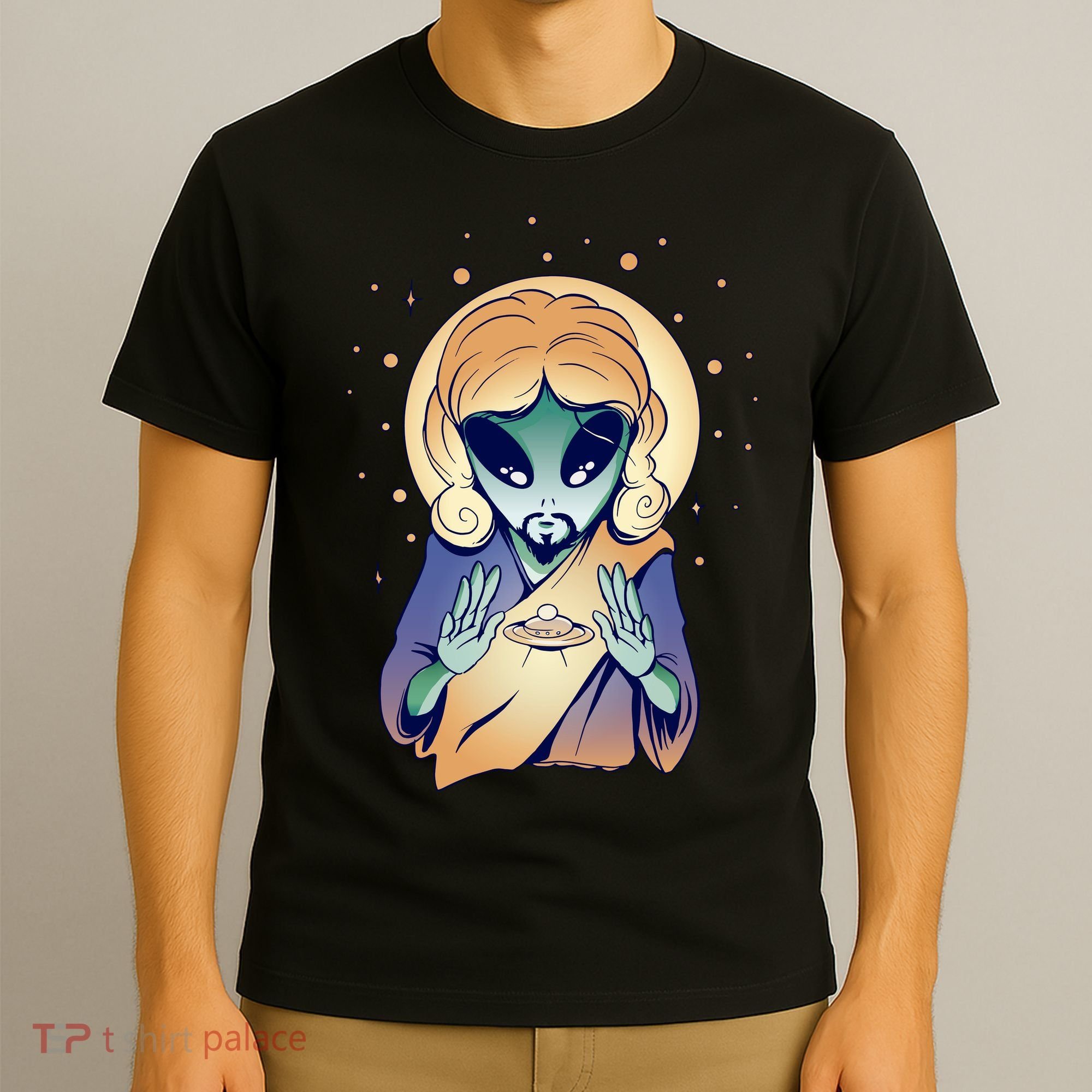 Alien Jesus Space Funny T-Shirt