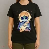 Alien Jesus Space Funny T-Shirt thumb 4