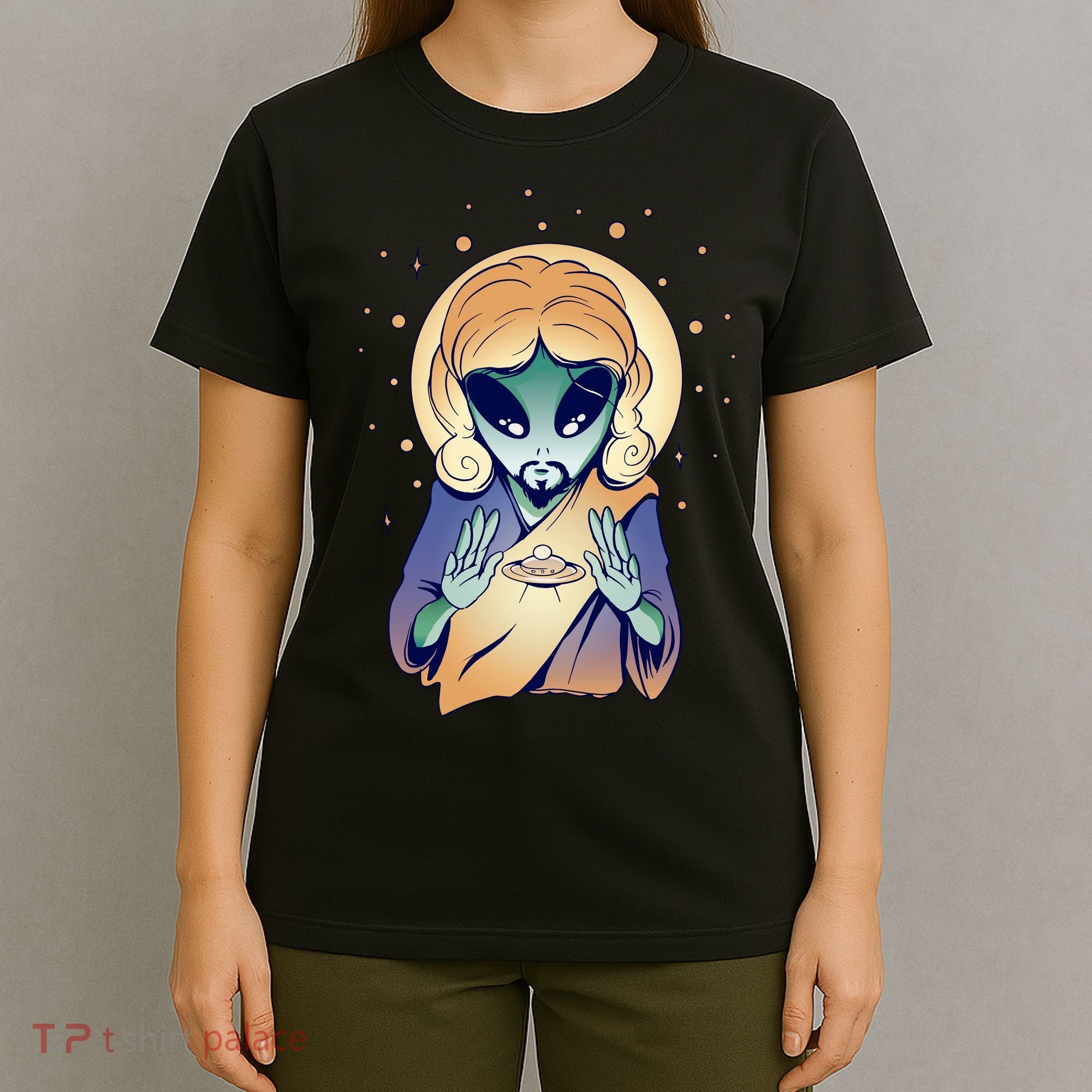 Alien Jesus Space Funny T-Shirt
