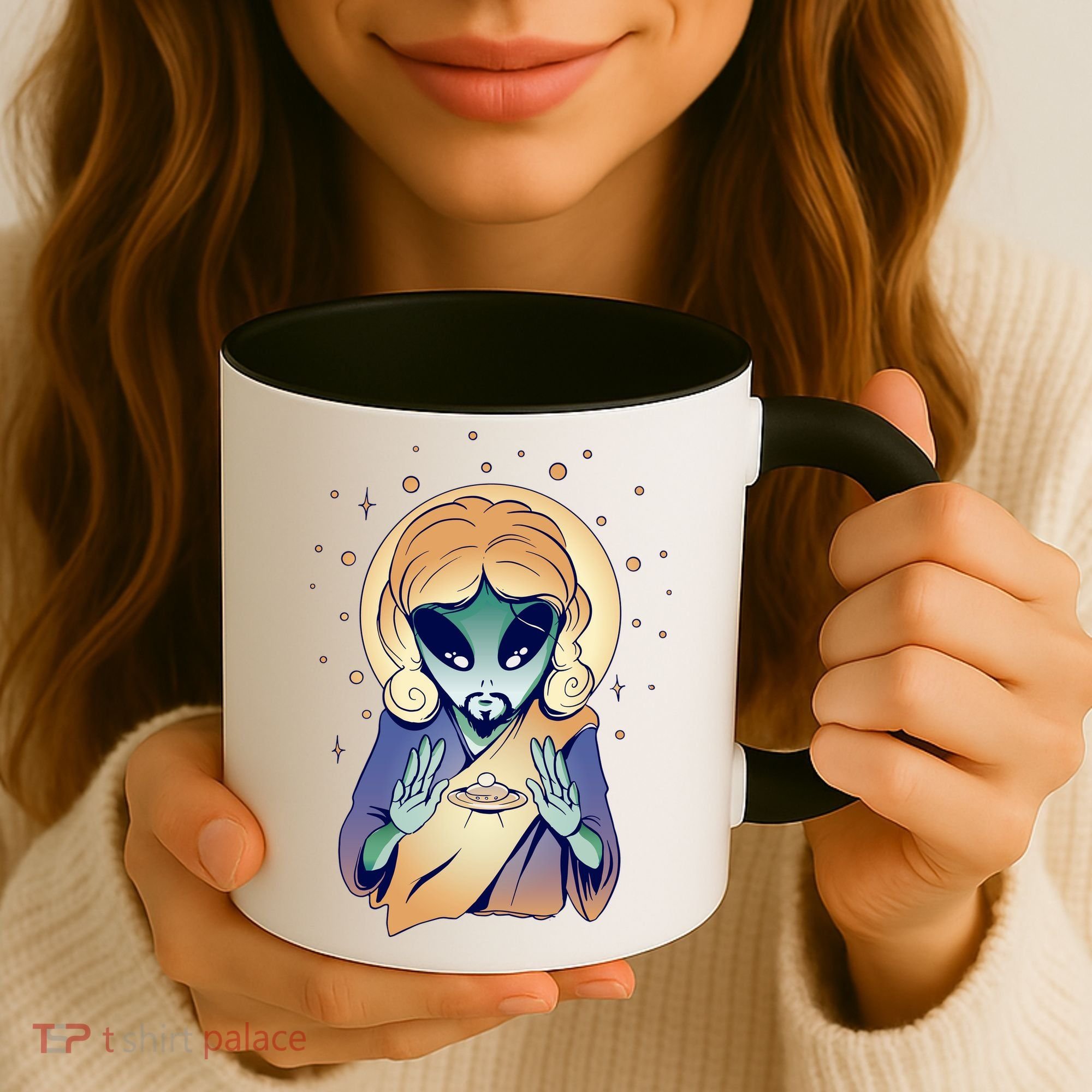 Alien Jesus Space Funny Coffee Mug