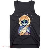 Alien Jesus Space Funny Tank Top thumb 0