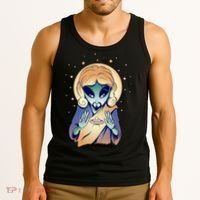 Alien Jesus Space Funny Tank Top thumb 3