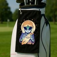 Alien Jesus Space Funny Golf Towel thumb 2
