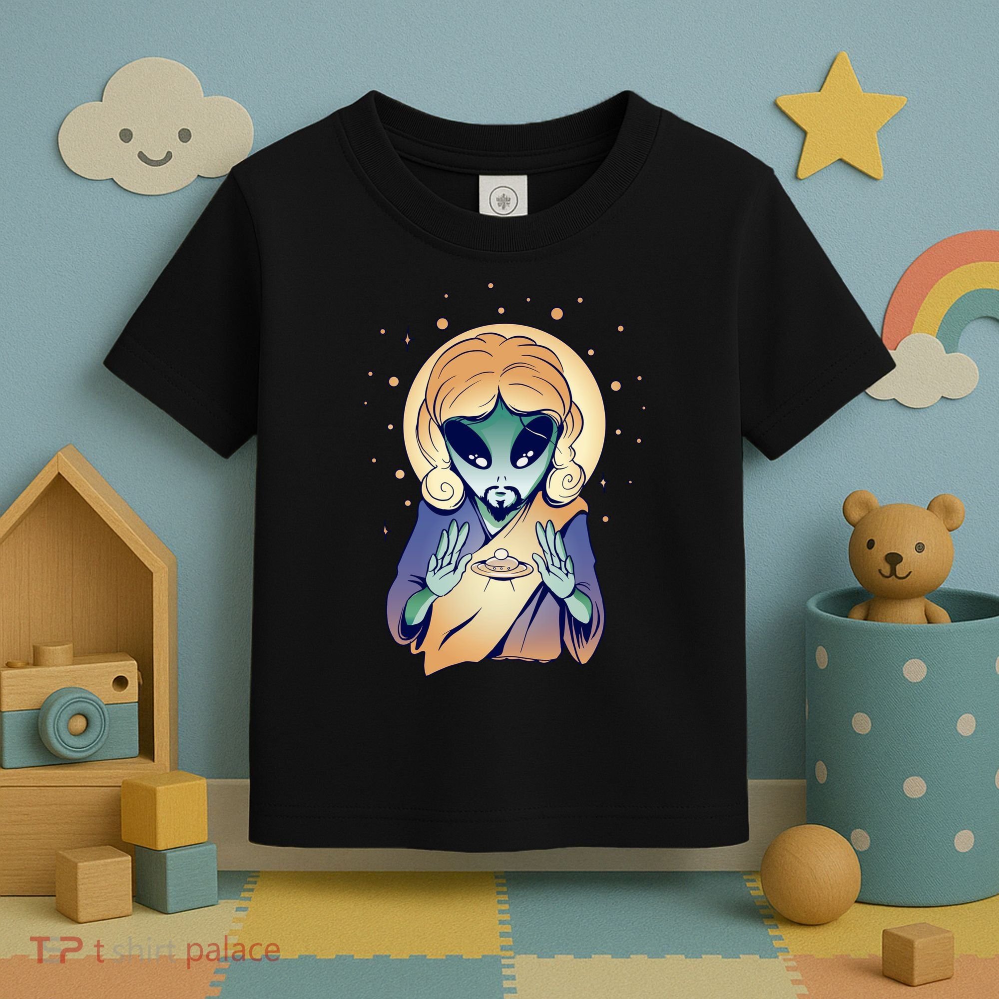 Alien Jesus Space Funny Toddler T-Shirt