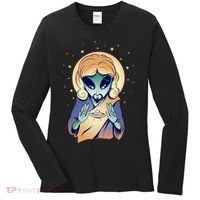 Alien Jesus Space Funny Women's Long Sleeve Shirt thumb 0