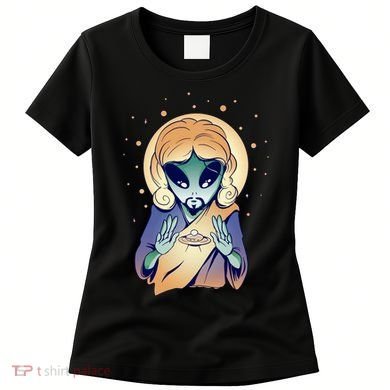 Alien Jesus Space Funny Women's T-Shirt