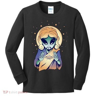 Alien Jesus Space Funny Kids Long Sleeve Shirt