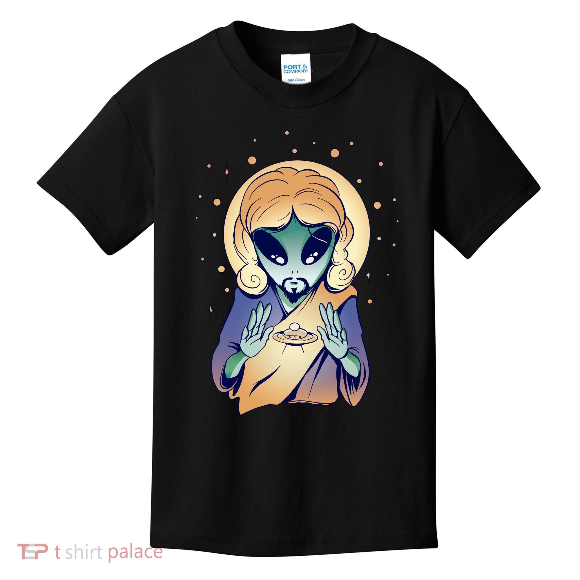 Alien Jesus Space Funny Kids T-Shirt