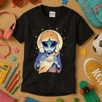 Alien Jesus Space Funny Kids T-Shirt thumb 3