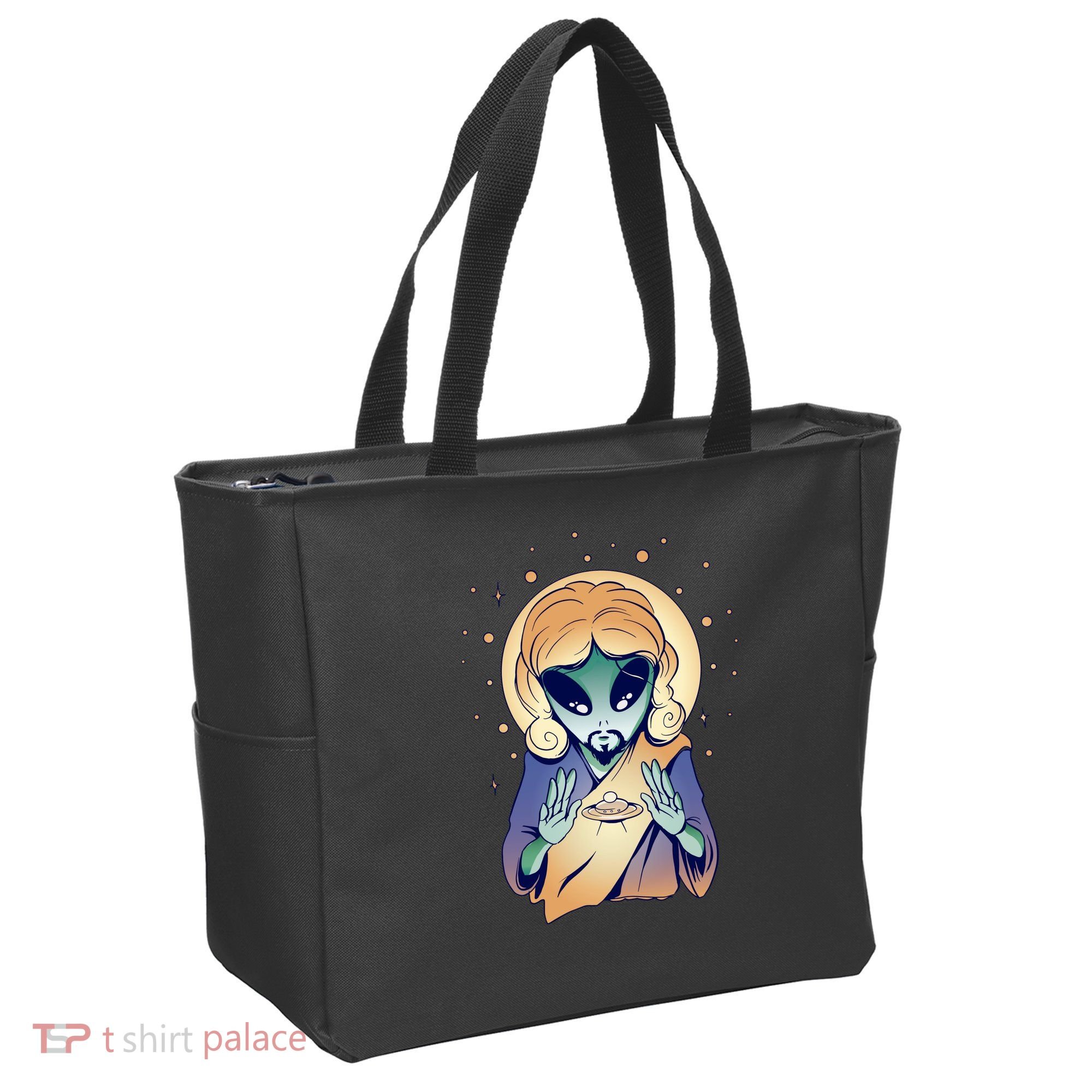Alien Jesus Space Funny Tote Bag