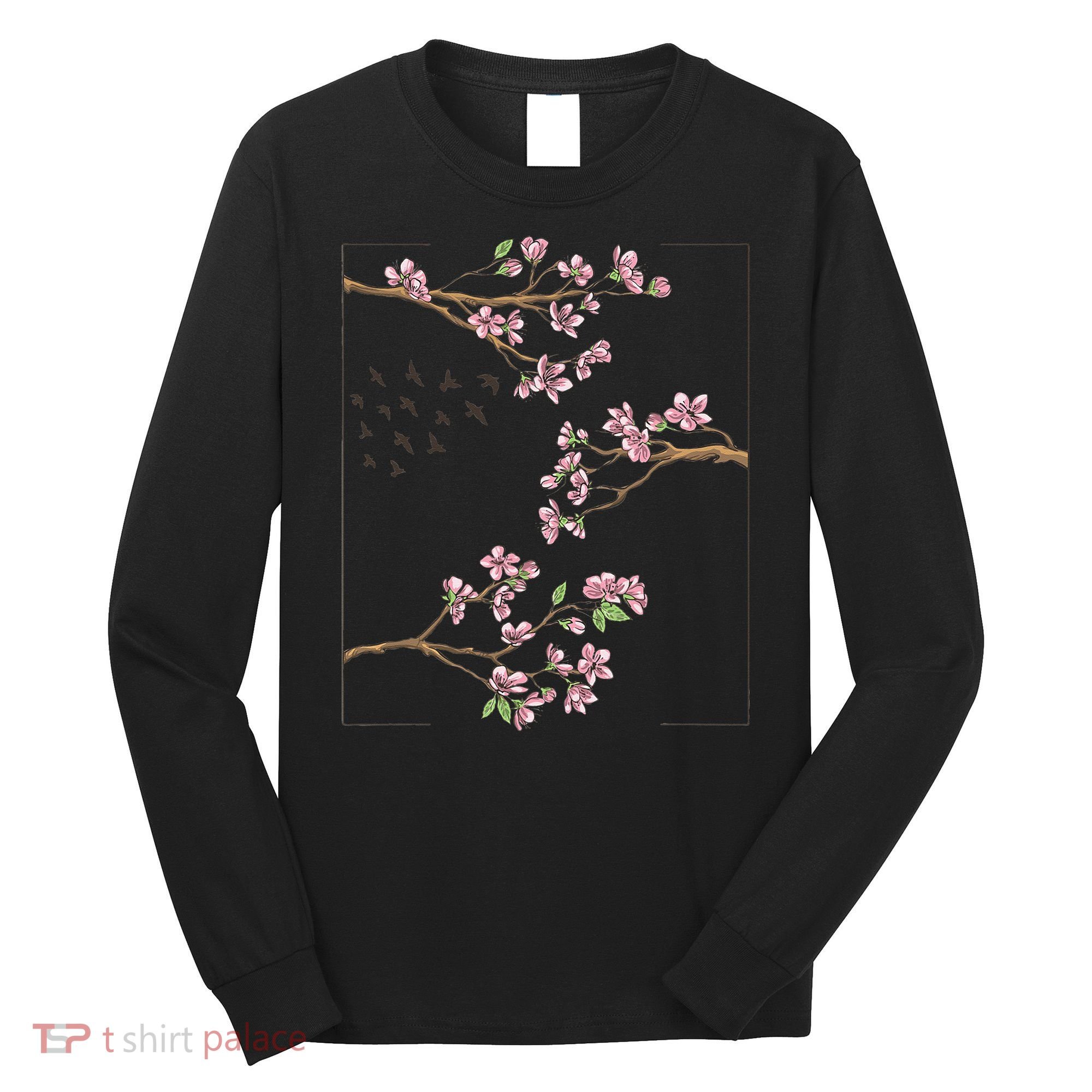 Aesthetic Japanese Style Cherry Blossom Tree Sakura Japan Long Sleeve Shirt